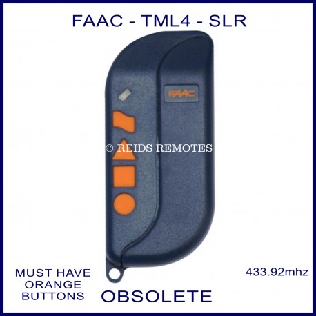FAAC TML4 433 SLR  blue gate remote with 4 orange button