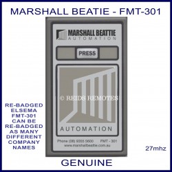 Marshall Beattie FMT 301, 1 button grey 27mhz gate remote control