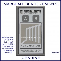 Marshall Beattie FMT 302, 2 button grey 27 MHz gate remote control