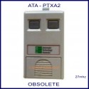 ATA PTXA2, grey 27 MHz garage door remote control with 2 small grey button
