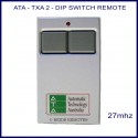 ATA TXA2, grey 27 MHz garage door remote control with 2 grey buttons