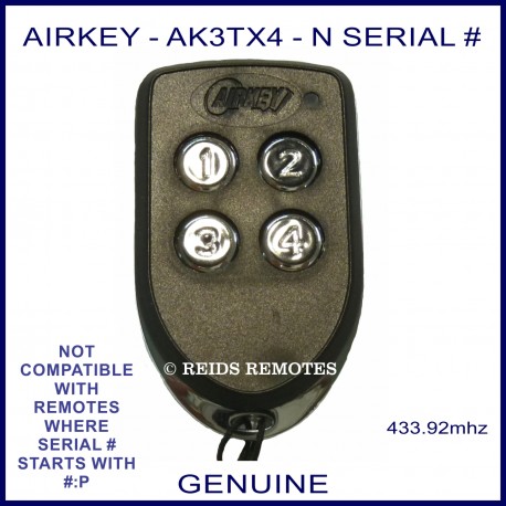 Airkey AK3TX4 - N Serial number 4 button remote