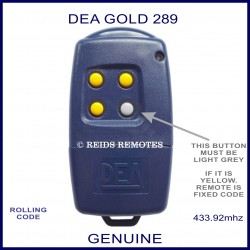 DEA GOLD 289 navy blue gate remote with 4 buttons