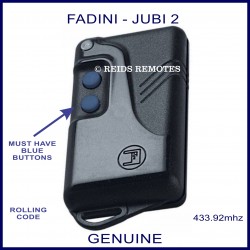 Fadini Jubi 2 black gate remote control with 2 blue buttons