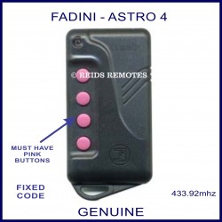 Fadini Astro 43-4 navy blue gate remote with 4 pink buttons