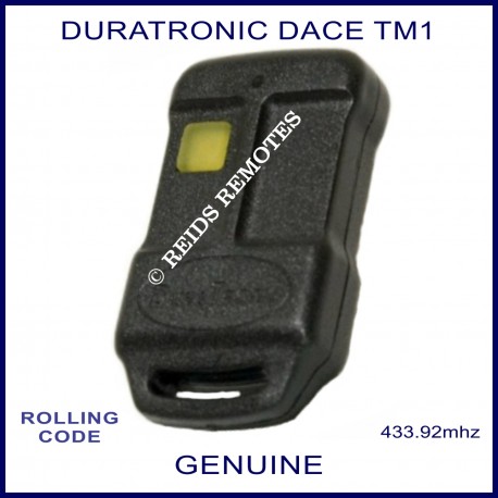 Dura Tronic Dace TM1 genuine garage door & gate remote control with yellow button