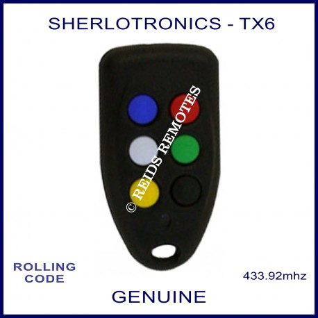 Sherlo TX6 long range garage, gate & alarm remote with 6 coloured buttons