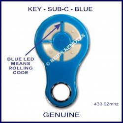 KEY Blue rolling code garage & gate remote 4 grey buttons