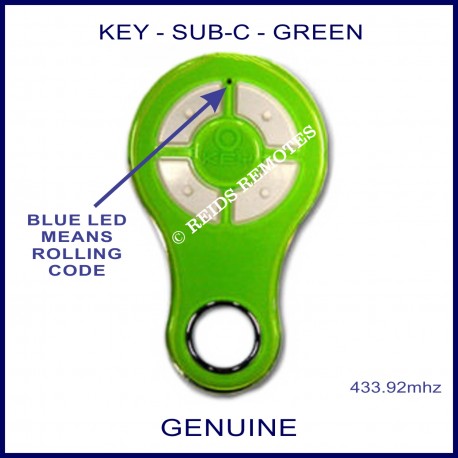 KEY Green rolling code garage & gate remote 4 grey buttons