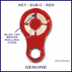 KEY Red rolling code garage & gate remote 4 grey buttons