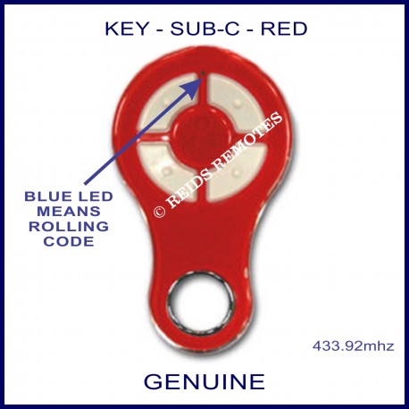 KEY Red rolling code garage & gate remote 4 grey buttons