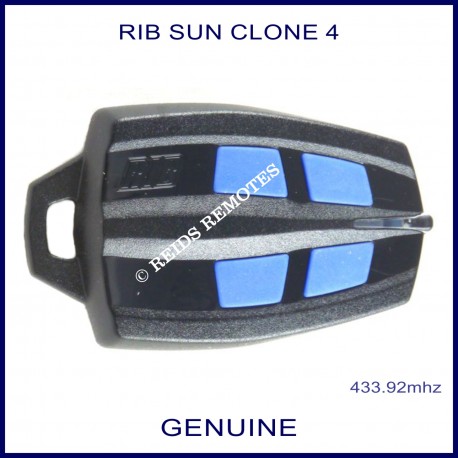 RIB Sun Clone black gate remote with 4 blue buttons