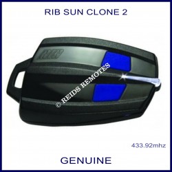 RIB Sun Clone black gate remote with 2 blue buttons