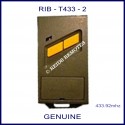 RIB T433-2 Black gate remote with 2 yellow buttons