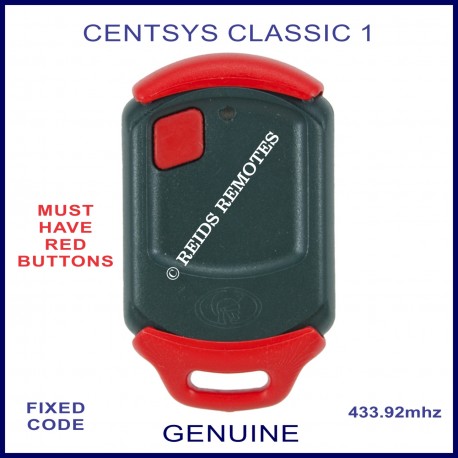 Centsys Classic 1 - red button gate remote