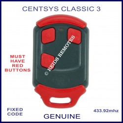 Centsys Classic 3 - red button gate remote