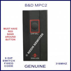 B&D MPC2 OLD shape 1 button 9 dip switch 318Mhz remote