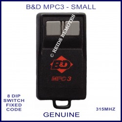 B&D MPC3 small 2 grey button 315Mhz remote