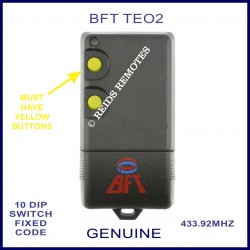 BFT TEO2 - 2 yellow button 10 dip switch 433Mhz remote