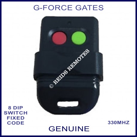 G-FORCE red & green button 330Mhz 8 dip switch garage & gate remote