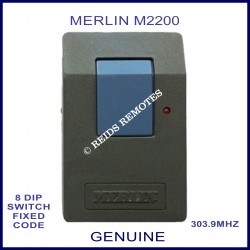 Merlin M2200 1 blue button 303.9Mhz 8 dip switch remote