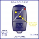 DEA GOLD 238 navy blue gate remote with 2 yellow buttons
