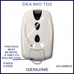 DEA MIO TD2 all white fixed code remote with 2 black buttons