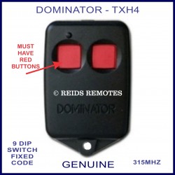 Dominator TXH4, 4 red button black 315Mhz remote