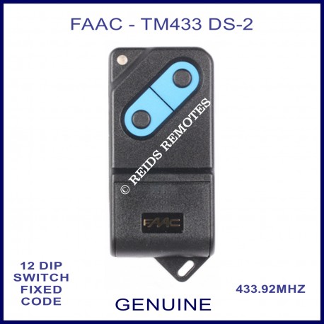 FAAC TM 433DS-2, 2 button black & blue 433mhz gate remote