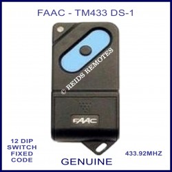 FAAC TM 433DS-1, 1 button black & blue 433mhz gate remote