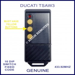DUCATI TSAW3, 3 yellow button black 433mhz remote