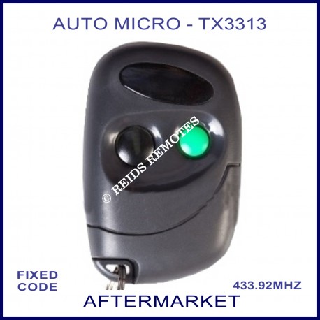 Auto-Micro TX3313, 2 button grey remote - 1 black & 1 green button