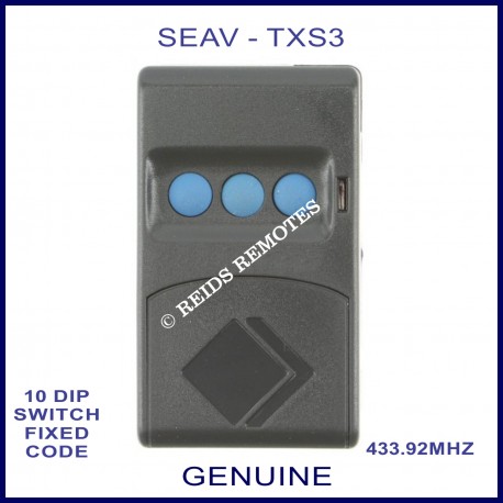 SEAV TXS 3 blue button 433.92Mhz 10 dip switch grey remote
