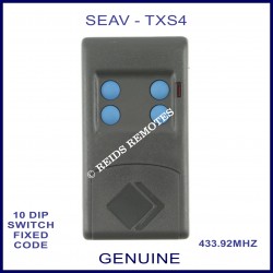 SEAV TXS 4 blue button 433.92Mhz 10 dip switch grey remote