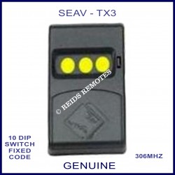SEAV TX 3 yellow button 306Mhz 10 dip switch grey gate remote