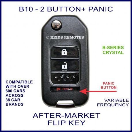 B10 - 2 button + PANIC black B-Series Crystal transmitter flip-key