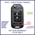 B10 - 2 button + PANIC black B-Series Crystal transmitter flip-key