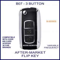 B07 black & chrome 3 button B-Series standard transmitter flip-key