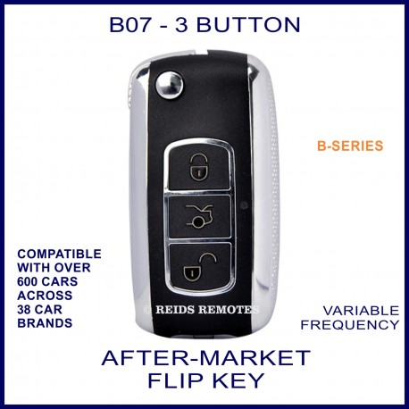 B07 black & chrome 3 button B-Series standard transmitter flip-key