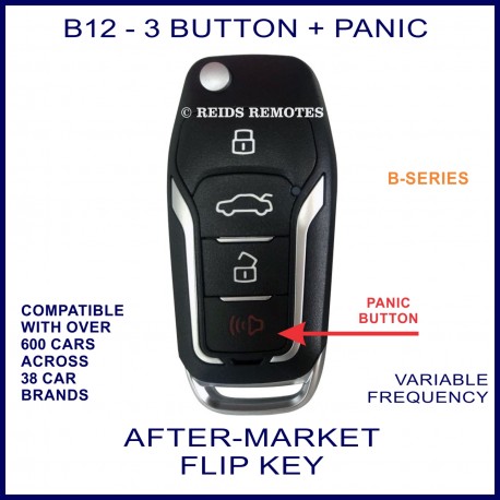 B12 black 3 button with PANIC B-Series standard transmitter flip-key