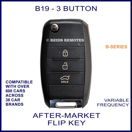 B19 black 3 button B-Series standard transmitter flip-key