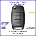 B19 black 3 button plus PANIC B-Series standard transmitter flip-key