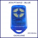 ATA PTX-4V2 - SecuraCode blue garage remote with 4 grey buttons