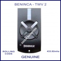 Beninca TWV2 black 2 white button rolling code gate remote