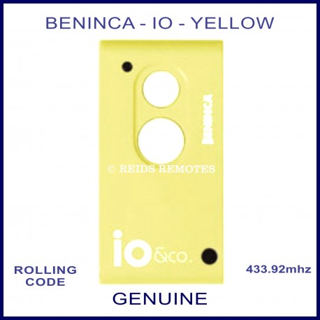 Beninca io genuine 2 button yellow & white gate remote