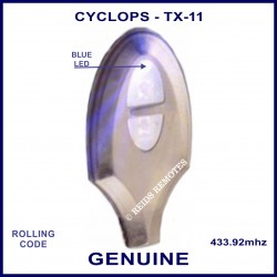 Cyclops TX-11 blue LED 2 button black car alarm remote