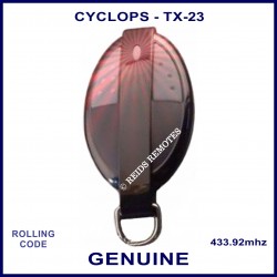 Cyclops TX-23 oval 2 grey button black car alarm remote