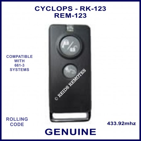 Cyclops RK-123 2 grey button black car alarm remote