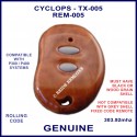 Cyclops TX-05 2 grey button wood grain kidney shaped car alarm remote