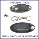 Cyclops TX-10 black 2 button car alarm remote replacement shell only